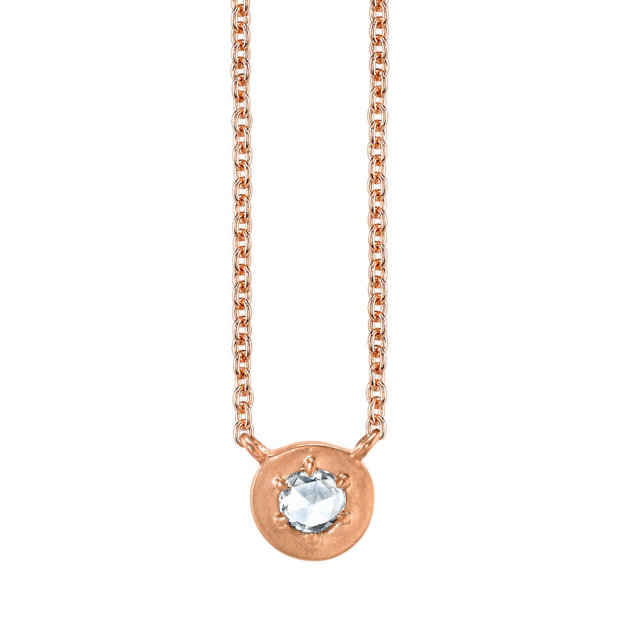 Marrow Fine Jewelry Rose Cut Medallion White Diamond Necklace With Solid Gold Chain [Rose Gold]