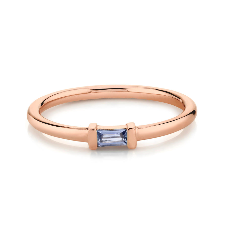 Marrow Fine Jewelry Tanzanite Straight Baguette December Birthstone Stacking Ring [Rose Gold]