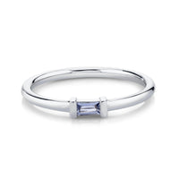 Marrow Fine Jewelry Tanzanite Straight Baguette December Birthstone Stacking Ring [White Gold]