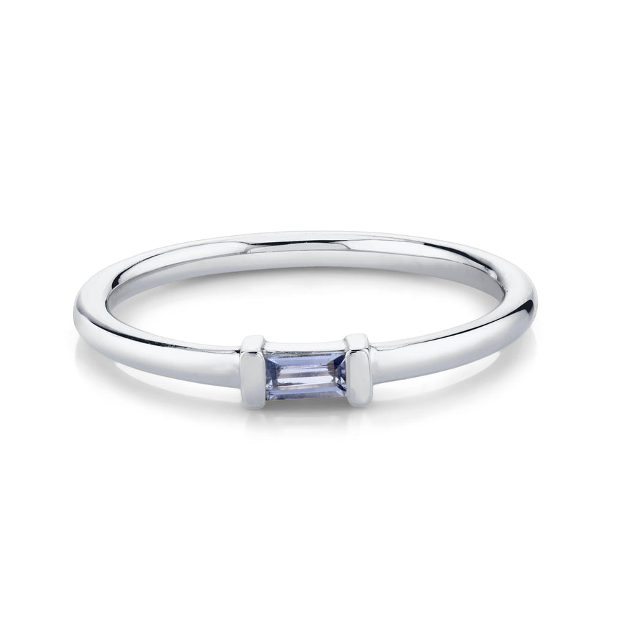 Marrow Fine Jewelry Tanzanite Straight Baguette December Birthstone Stacking Ring [White Gold]