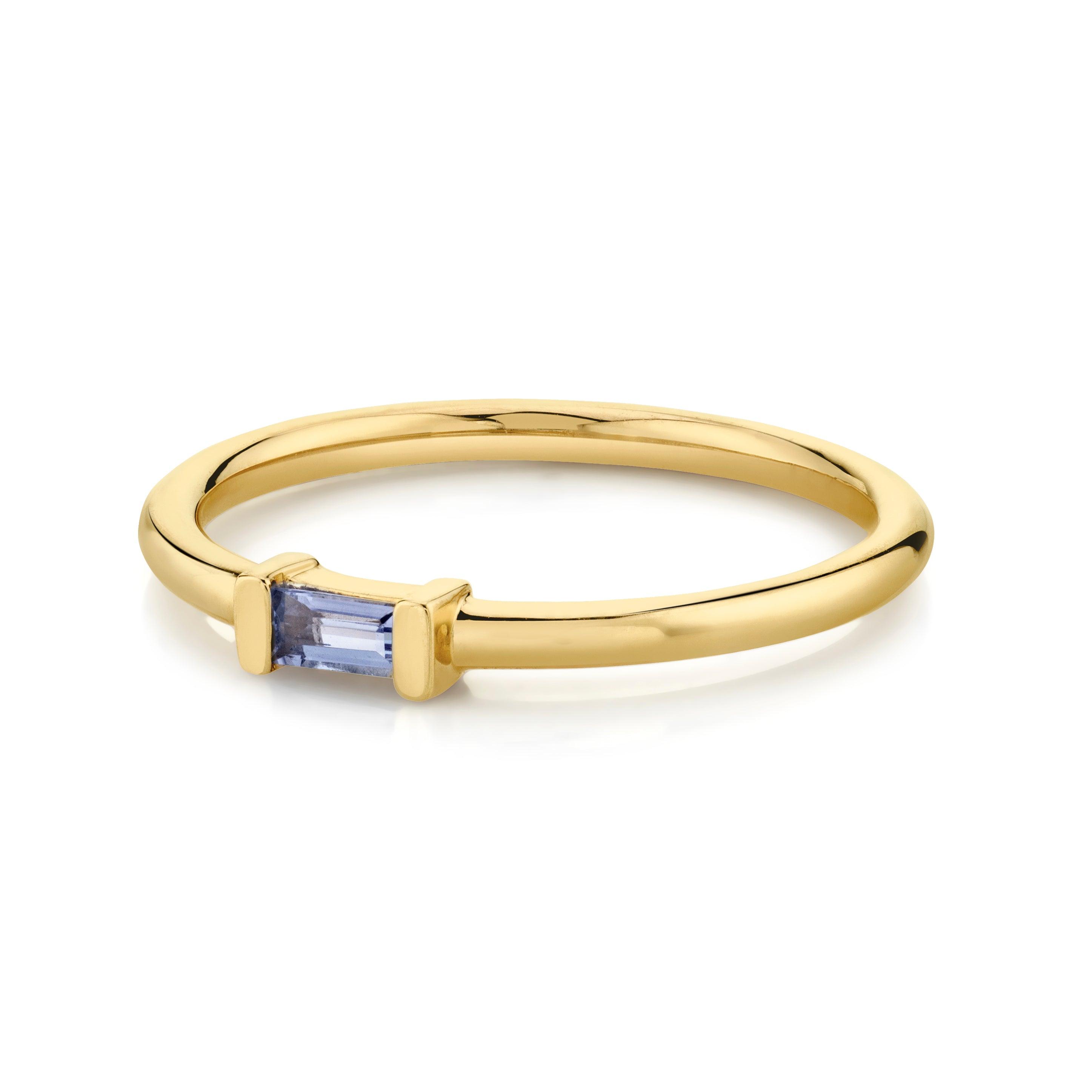 Marrow Fine Jewelry Tanzanite Straight Baguette December Birthstone Stacking Ring