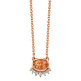 Marrow Fine Jewelry Bezel Set Oregon Sunstone And White Diamond Spray Solid Gold Choker Necklace [Rose Gold]