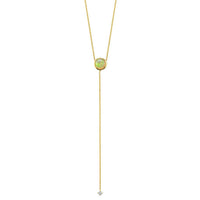 Marrow Fine Jewelry Bezel Set Opal & White Diamond Chain Lariat [Yellow Gold]