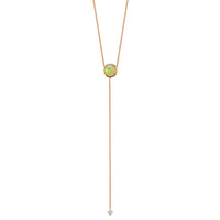 Marrow Fine Jewelry Bezel Set Opal & White Diamond Chain Lariat [Rose Gold]
