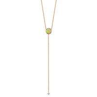 Marrow Fine Jewelry Bezel Set Opal & White Diamond Chain Lariat [Rose Gold]