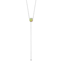 Marrow Fine Jewelry Bezel Set Opal & White Diamond Chain Lariat [White Gold]