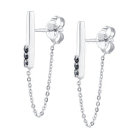 Marrow Fine Jewelry Black Diamond Dainty Chain Stud Earrings [White Gold]