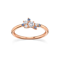 Marrow Fine Jewelry Mini Blue Sapphire White Diamond Vintage Cluster Ring [Rose Gold]