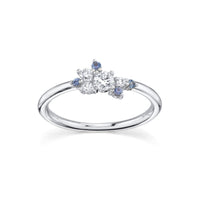 Marrow Fine Jewelry Mini Blue Sapphire White Diamond Vintage Cluster Ring [White Gold]