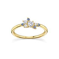 Marrow Fine Jewelry Mini Blue Sapphire White Diamond Vintage Cluster Ring [Yellow Gold]