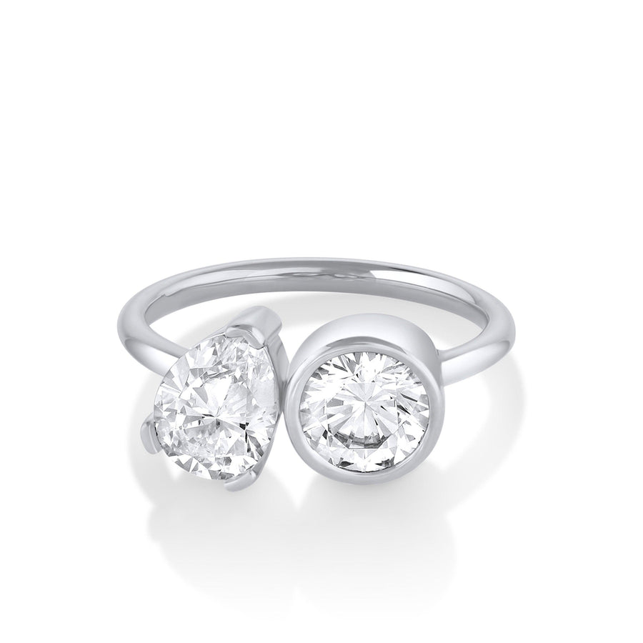 Marrow Fine Jewelry Chloe White Diamond Bezel And Prong Detailing Toi Et Moi Engagement Ring [White Gold]