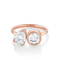 Marrow Fine Jewelry Chloe White Diamond Bezel And Prong Detailing Toi Et Moi Engagement Ring [Rose Gold]