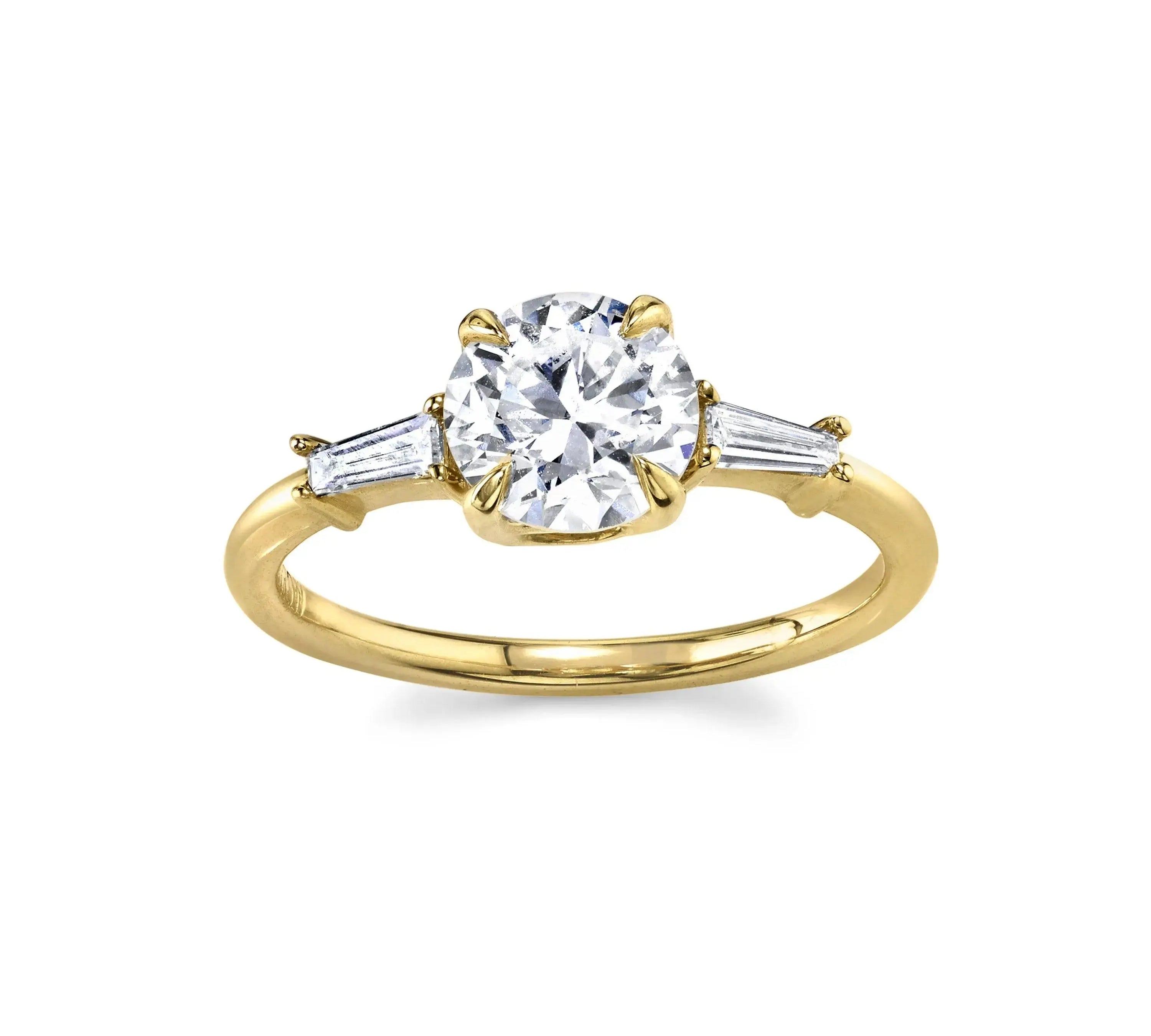 Marrow Fine Jewelry Classic Baguette White Diamond Engagement Ring [Yellow Gold]
