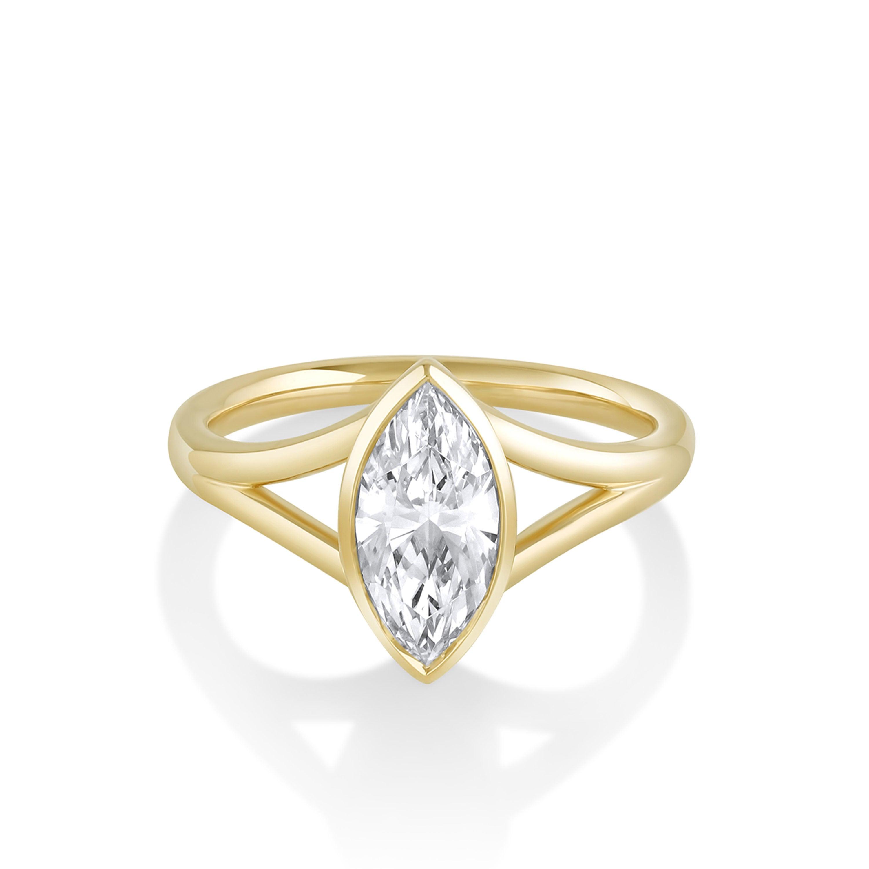 Marrow Fine Jewelry Colette White Diamond Marquise Split Shank Engagement Ring