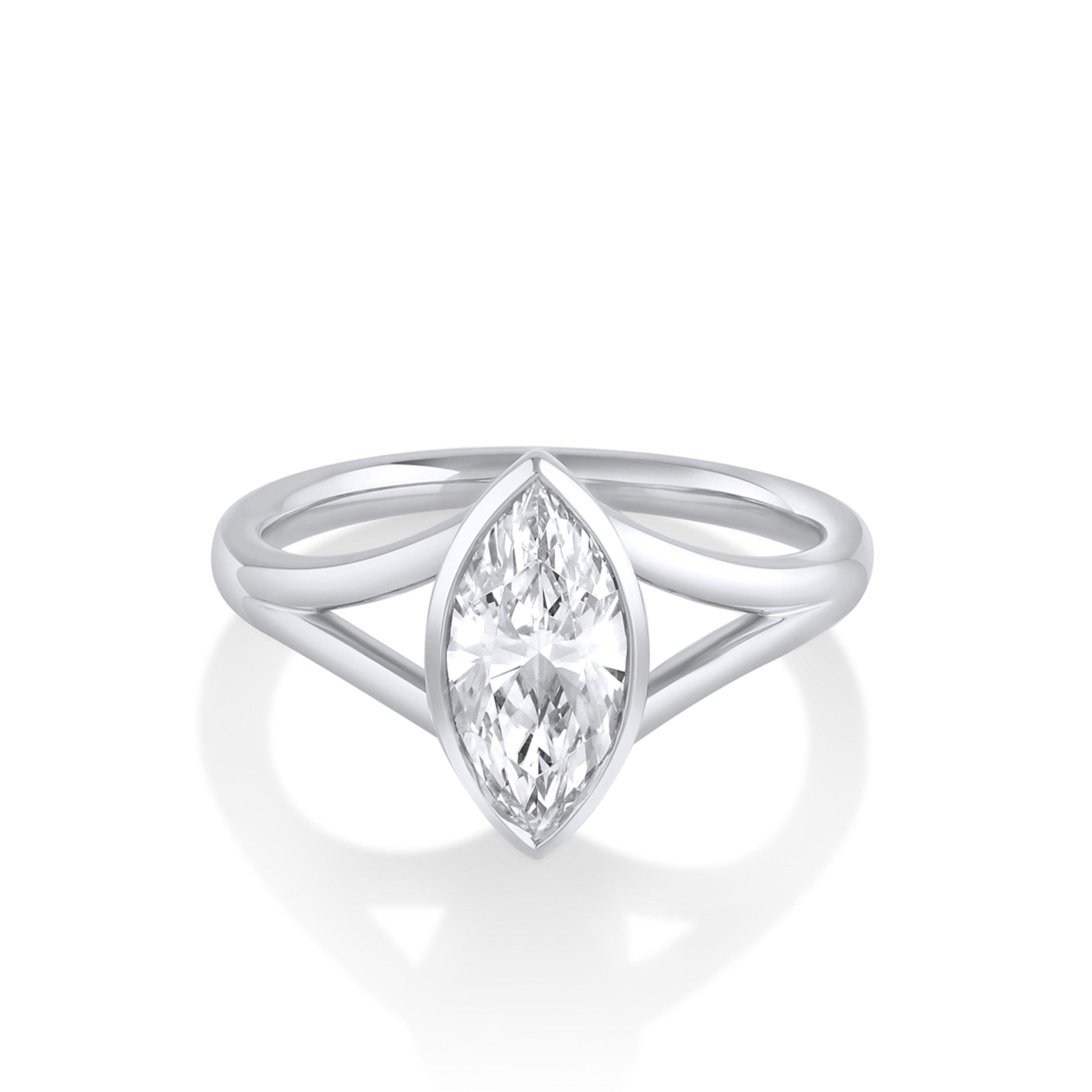 Marrow Fine Jewelry Colette White Diamond Marquise Split Shank Engagement Ring
