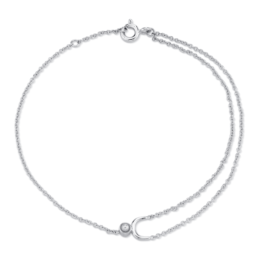 Marrow Fine Jewelry Dainty Pearl Arch Bracelet  [White Gold]