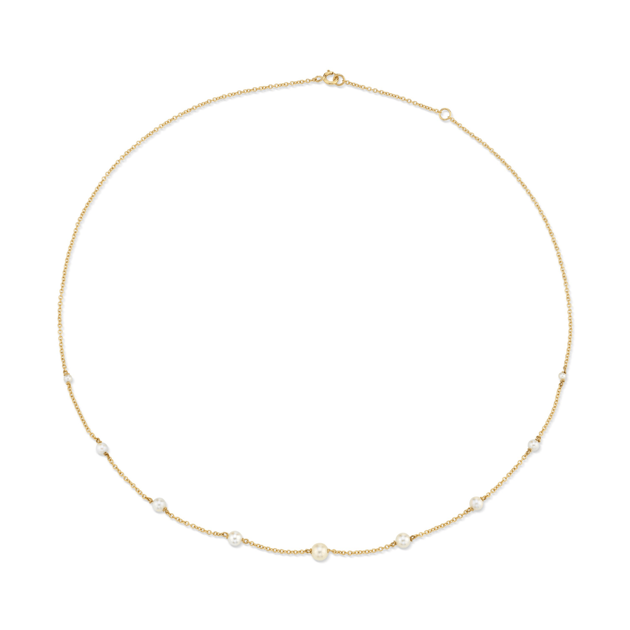 Marrow Fine Jewelry Dainty Pearl Chain Choker [Yellow Gold]
