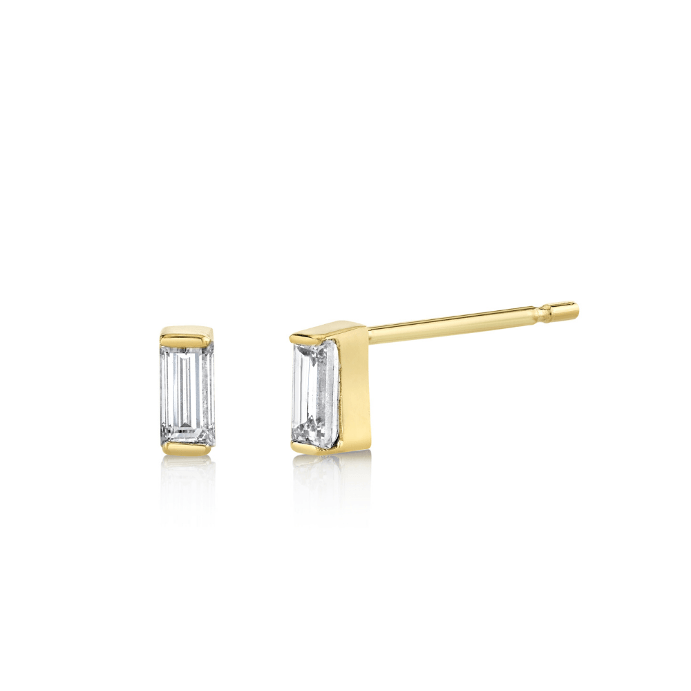 Marrow Fine Jewelry White Diamond Baguette Birthstone Stud Earrings