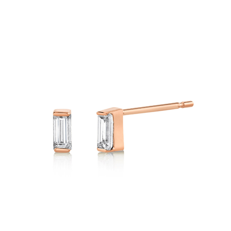 Marrow Fine Jewelry White Diamond Baguette Birthstone Stud Earrings [Rose Gold]