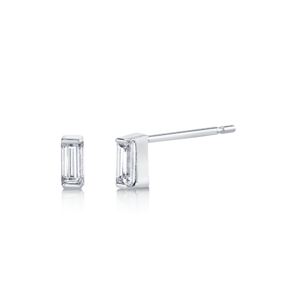 Marrow Fine Jewelry White Diamond Baguette Birthstone Stud Earrings [Yellow Gold]