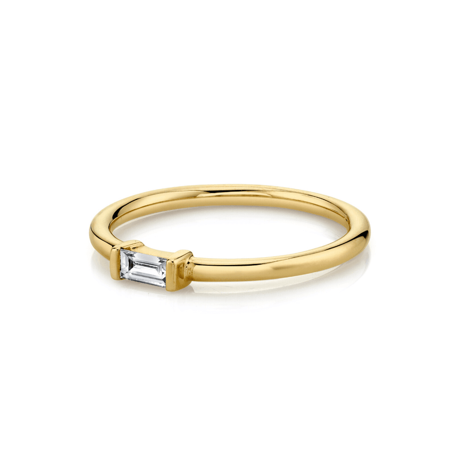 Marrow Fine Jewelry White Diamond Straight Baguette Stacking Ring [Yellow Gold]
