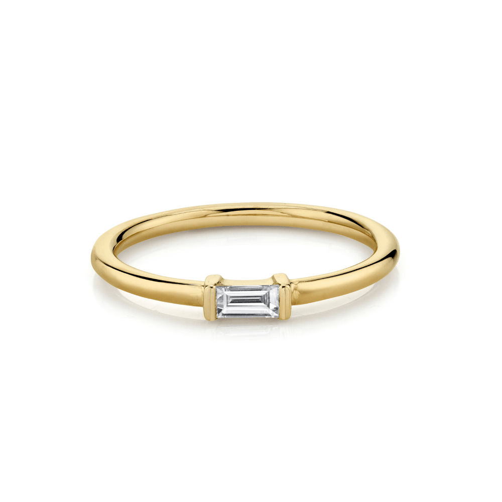 Marrow Fine Jewelry White Diamond Straight Baguette Stacking Ring