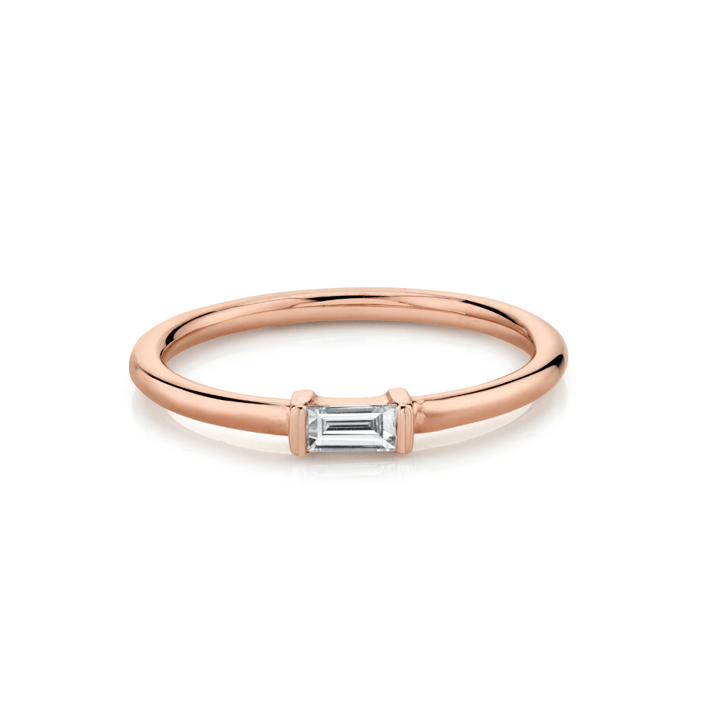 Marrow Fine Jewelry White Diamond Straight Baguette Stacking Ring