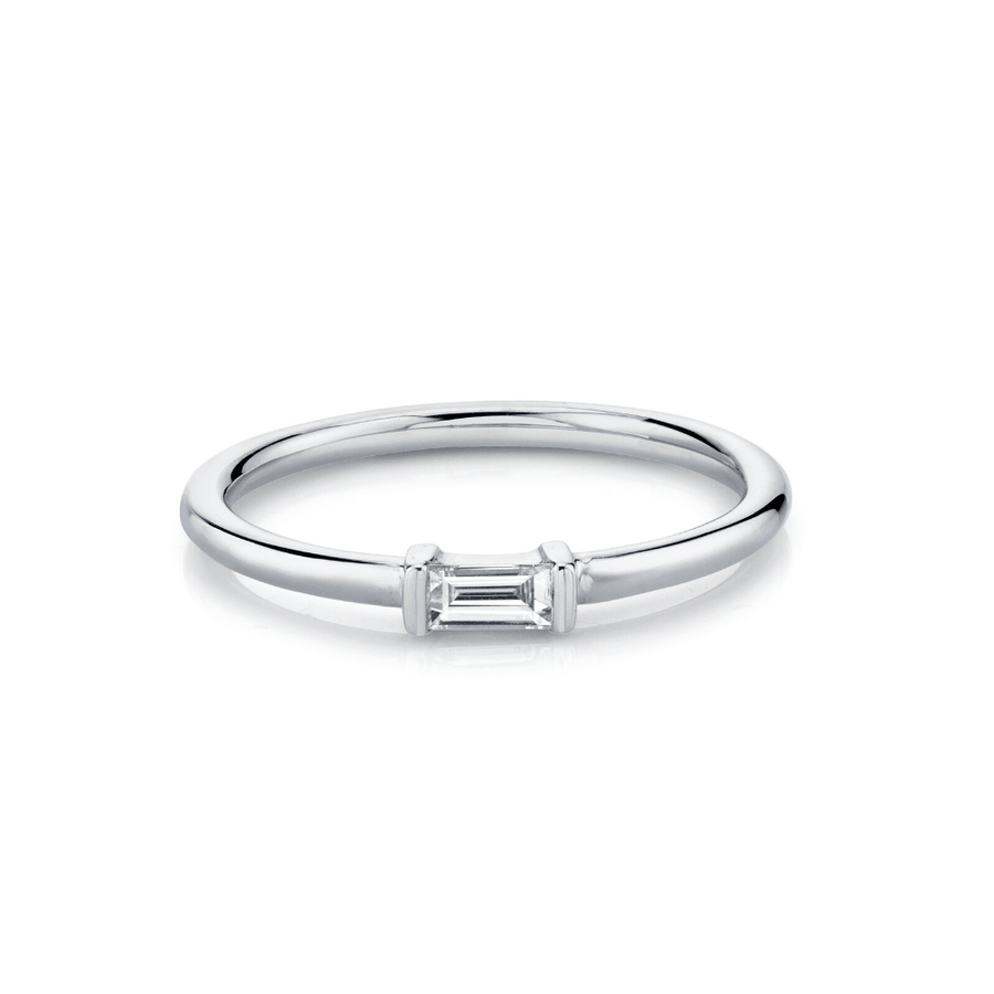 Marrow Fine Jewelry White Diamond Straight Baguette Stacking Ring [White Gold]