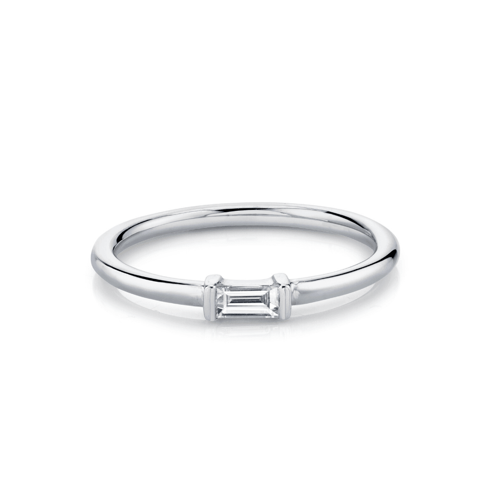Marrow Fine Jewelry White Diamond Straight Baguette Stacking Ring