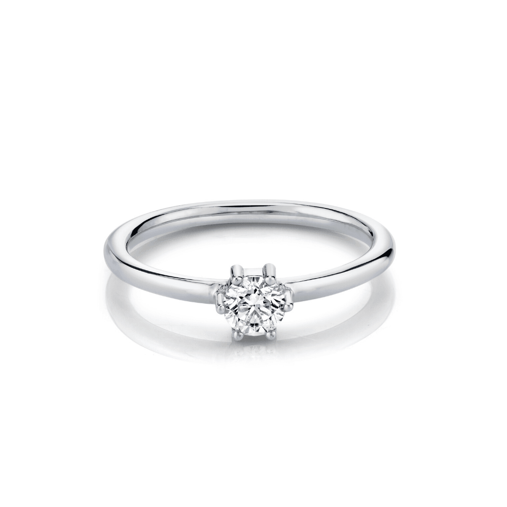 Marrow Fine Jewelry White Diamond Solitaire Birthstone Stacking Ring