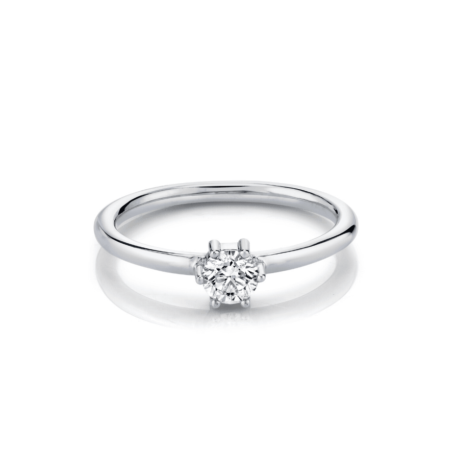 Marrow Fine Jewelry White Diamond Solitaire Birthstone Stacking Ring [White Gold]