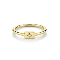 Marrow Fine Jewelry White Diamond Plate Stacking Birthstone Ring [Yellow Gold]