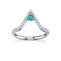 Marrow Fine Jewelry White Diamond Pavé And Turquoise Triangle Stacking Wedding Band [White Gold]
