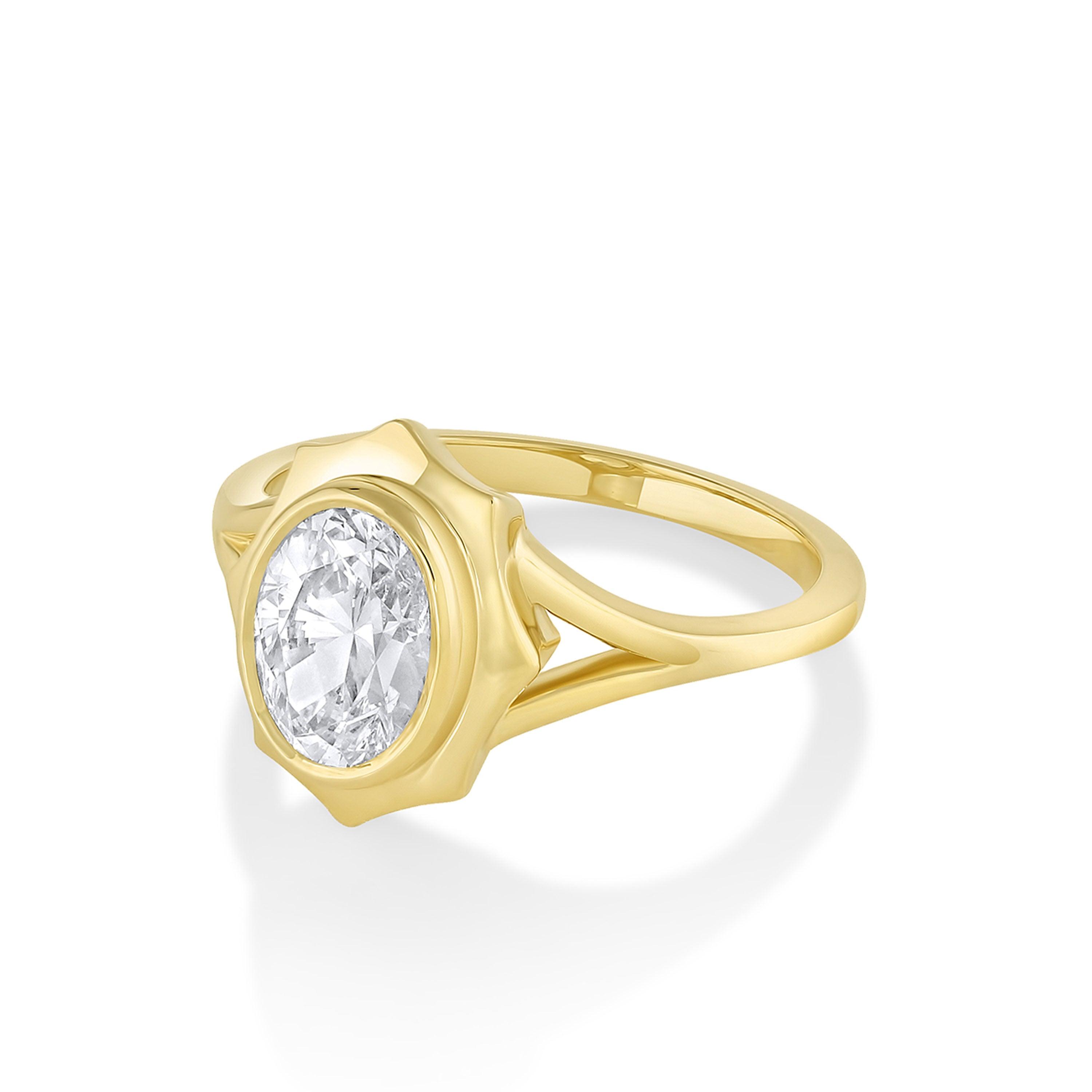 Marrow Fine Jewelry Eloise White Diamond Oval French Mirror Engagement Ring