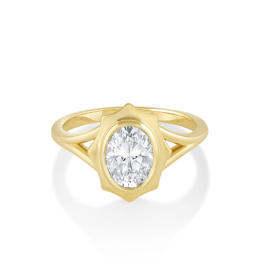 Marrow Fine Jewelry Eloise White Diamond Oval French Mirror Engagement Ring [Yellow Gold]