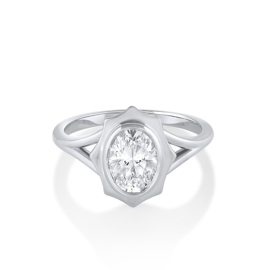 Marrow Fine Jewelry Eloise White Diamond Oval French Mirror Engagement Ring [White Gold]