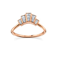 Marrow Fine Jewelry Art Deco White Diamond Baguette Bezel Wedding And Stacking Band [Rose Gold]