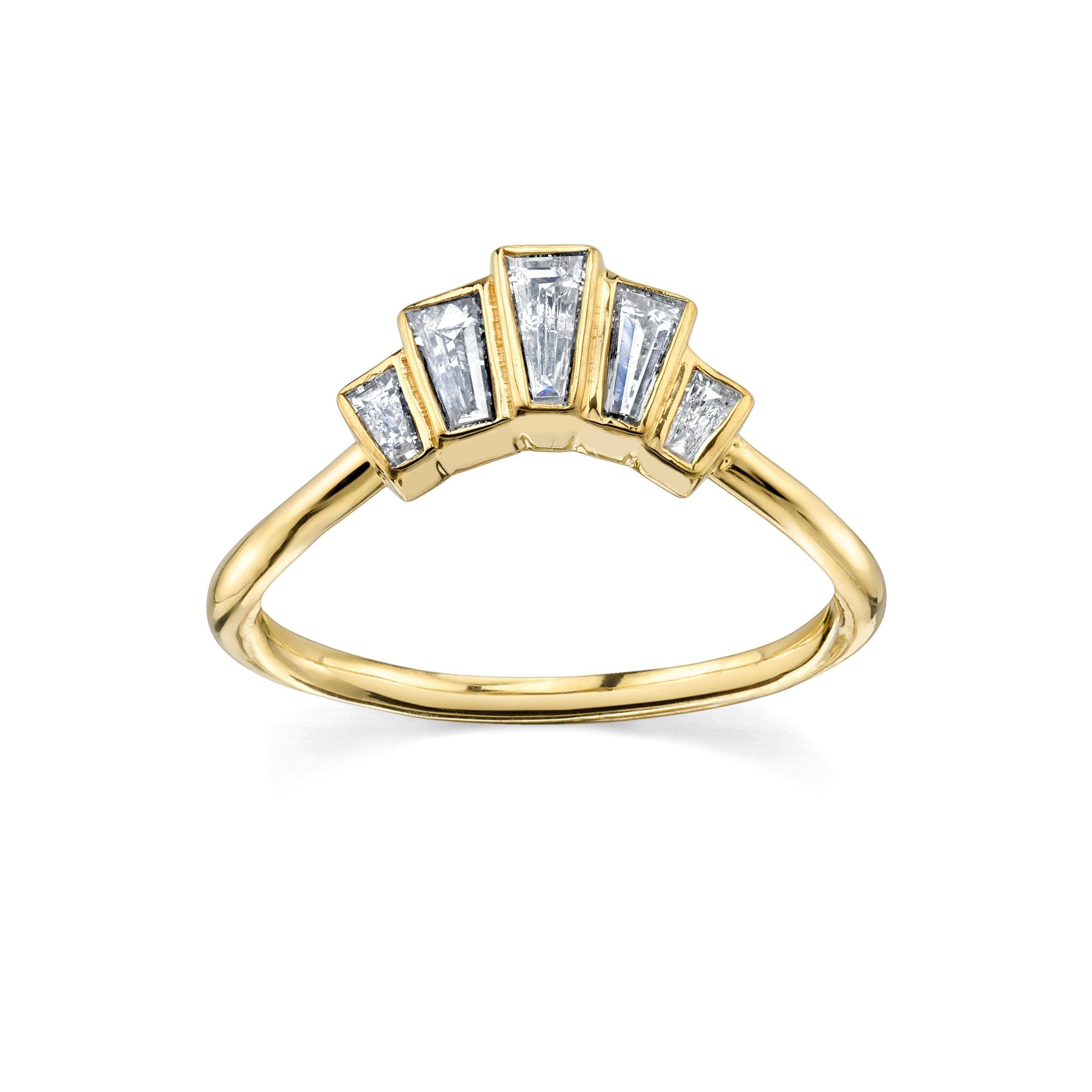 Marrow Fine Jewelry Art Deco White Diamond Baguette Bezel Wedding And Stacking Band