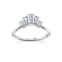 Marrow Fine Jewelry Art Deco White Diamond Baguette Bezel Wedding And Stacking Band [White Gold]