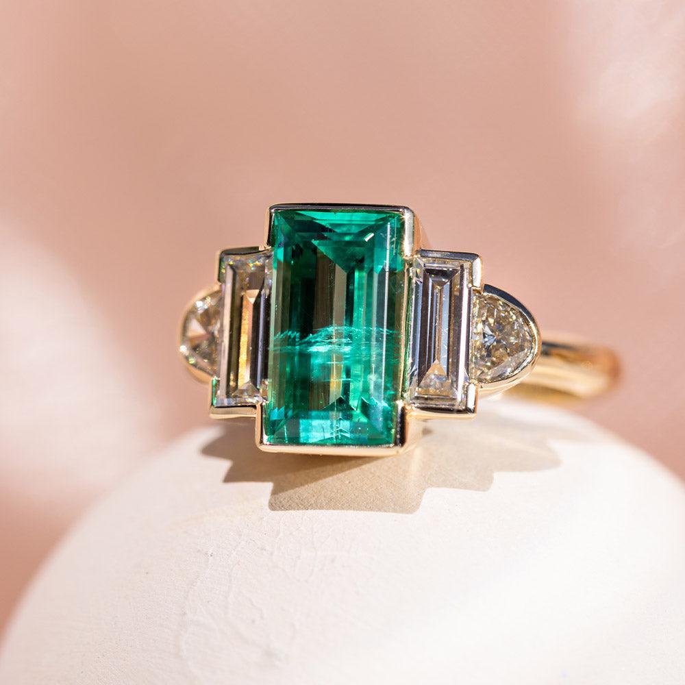 2.59Ct Emerald Art Deco Engagement Ring – Marrow Fine