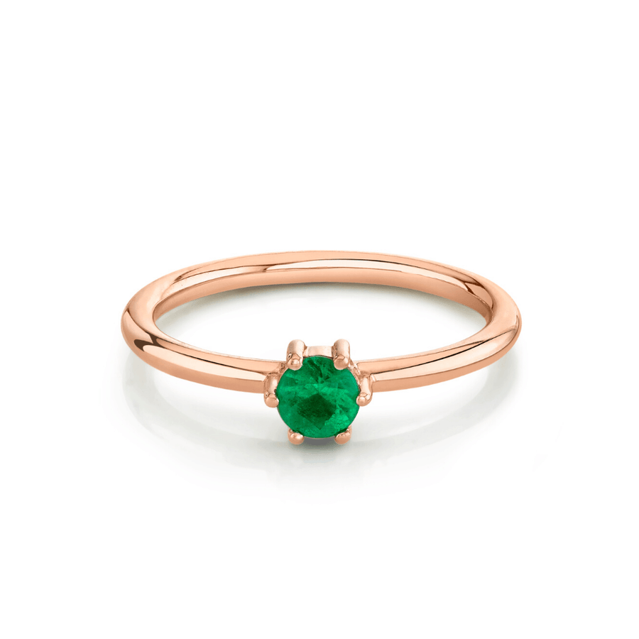Marrow Fine Jewelry Emerald Solitaire Birthstone Stacking Ring [Rose Gold]