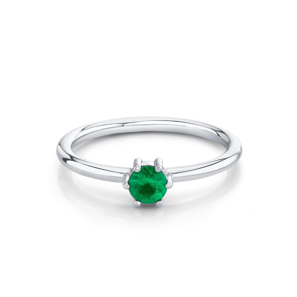 Marrow Fine Jewelry Emerald Solitaire Birthstone Stacking Ring