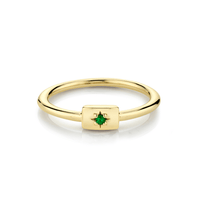 Marrow Fine Jewelry Emerald Plate Birthstone Stacking Ring [Yellow Gold]