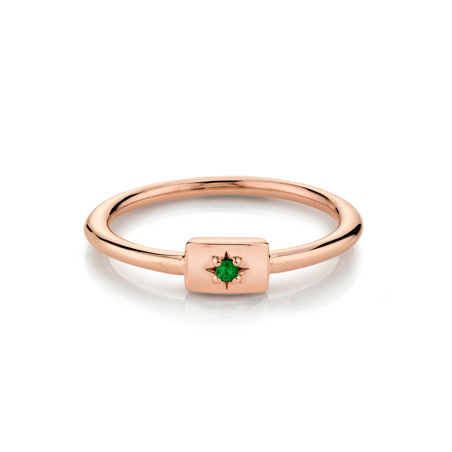 Marrow Fine Jewelry Emerald Plate Birthstone Stacking Ring [Rose Gold]