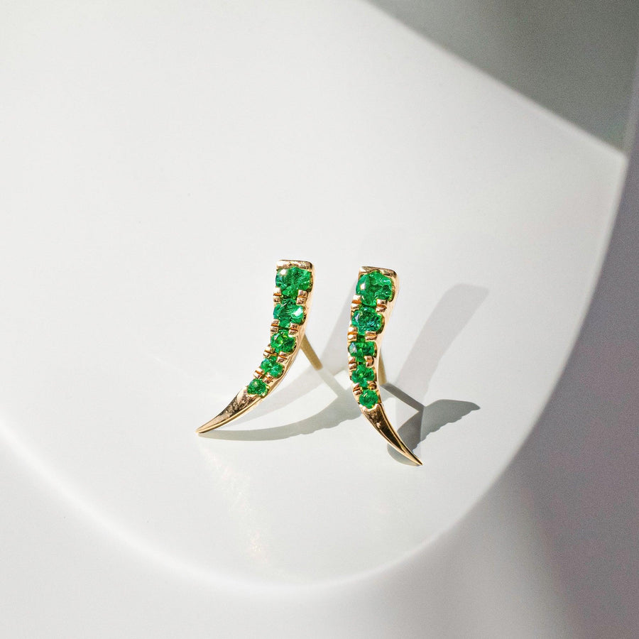 Marrow Fine Jewelry Emerald Ear Crawlers [Yellow Gold]