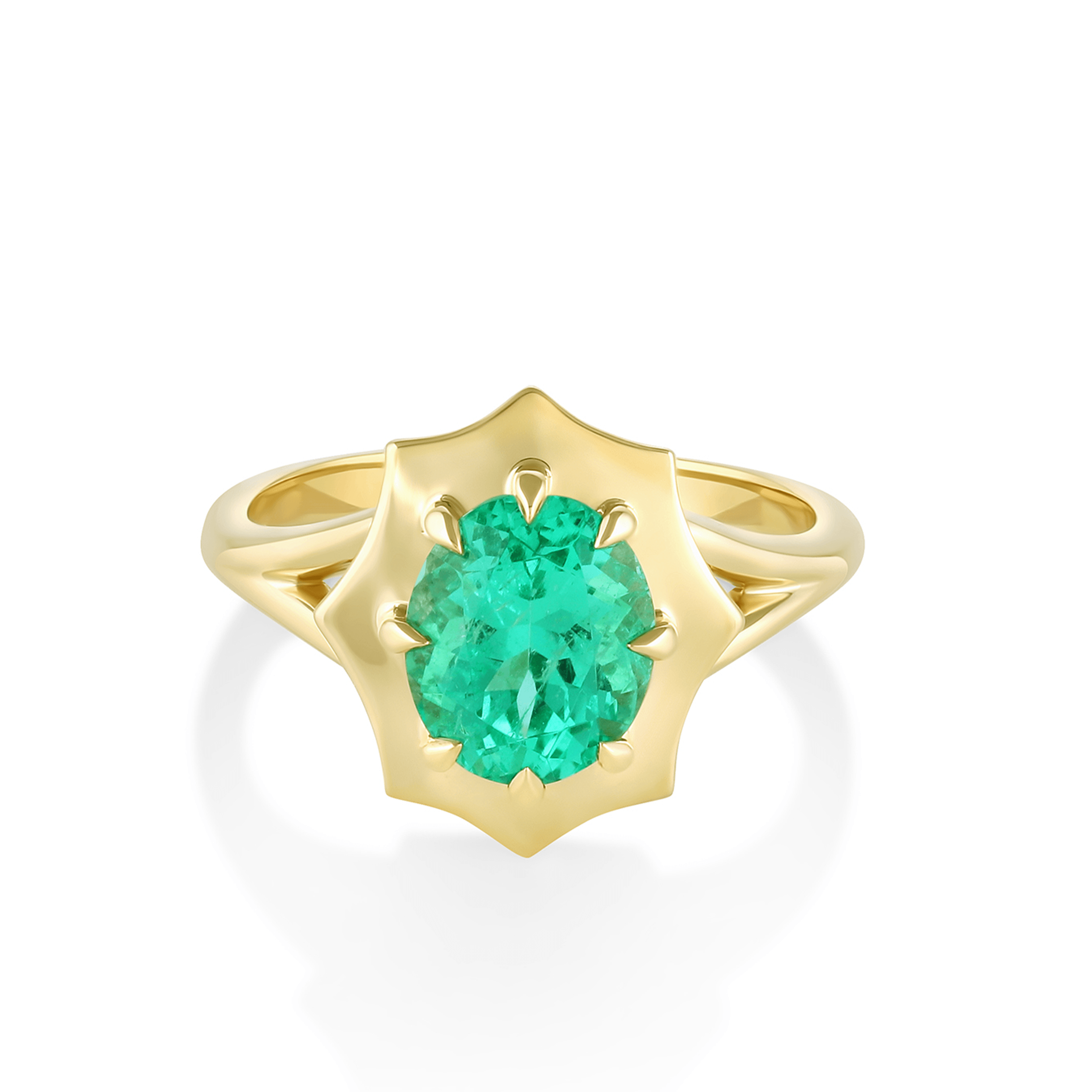 Marrow Fine Jewelry Emerald French Mirror Ring