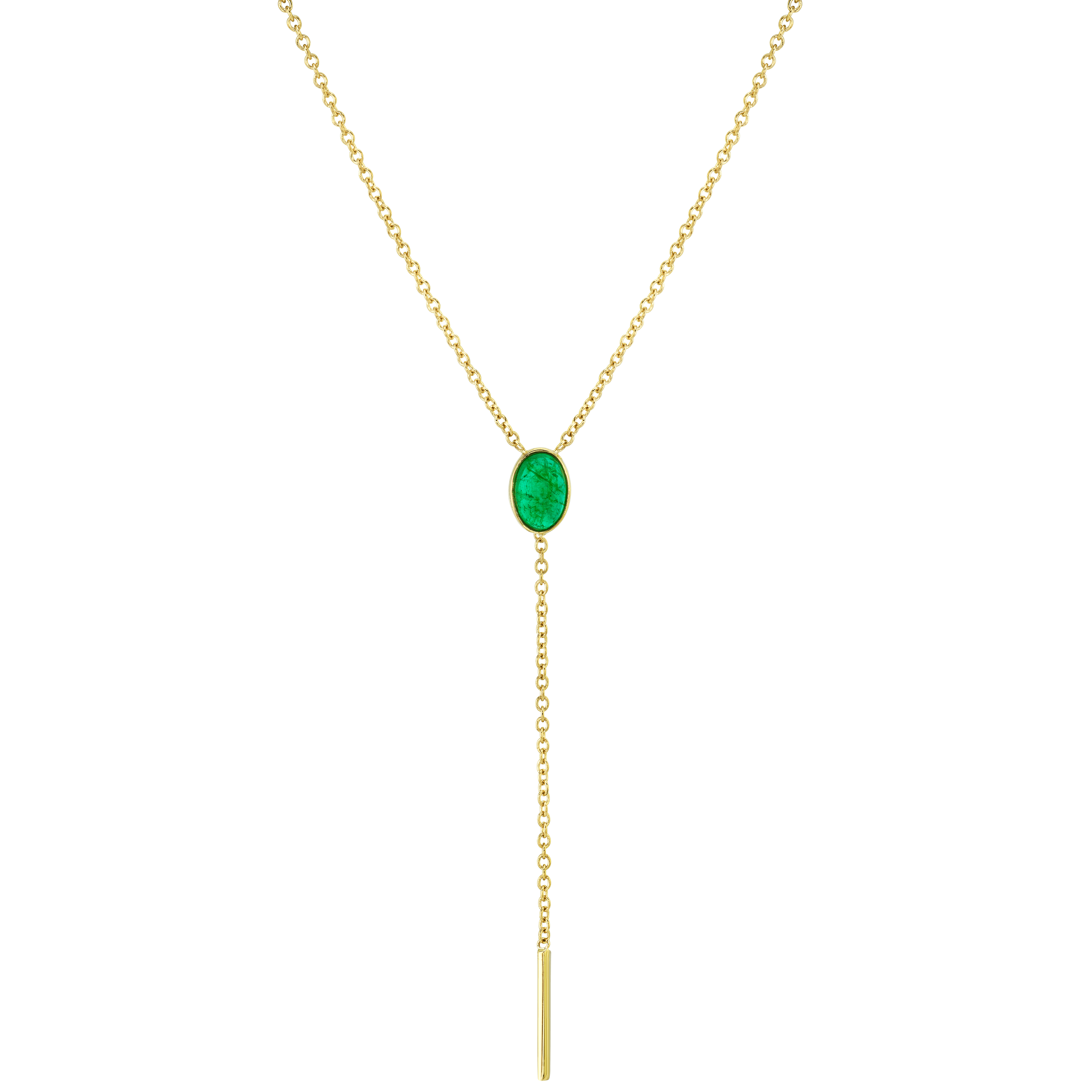 Marrow Fine Jewelry Emerald Oval Lariat Necklace