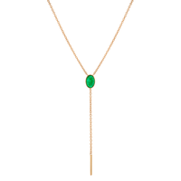 Marrow Fine Jewelry Emerald Oval Lariat Necklace [Rose Gold]
