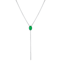 Marrow Fine Jewelry Emerald Oval Lariat Necklace [White Gold]