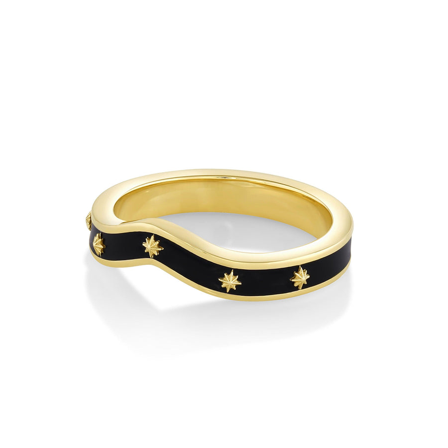 Marrow Fine Jewelry Étoile Curved Black Enamel Band [Yellow Gold]